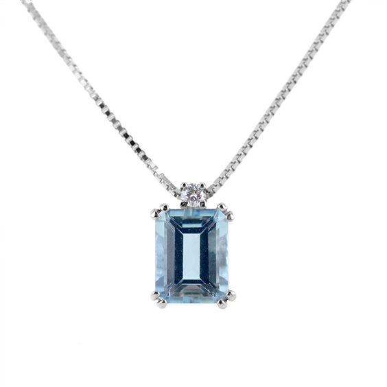 Collana Promesse Donna in Oro bianco Acquamarina 0.5 Ct COT641B - COT641B